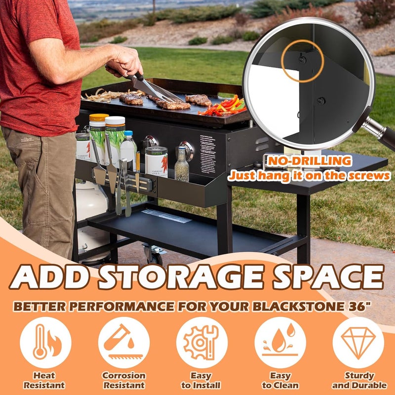 MOASKER Front Griddle Caddy for Blackstone 36" Griddle, Accessories Storage Bin with Magnetic Tool Holder for Blackstone 36 Inch Grill Caddy Organizer, Front Bottle/Spatula/Tool Shelf for Black stone - Image 5